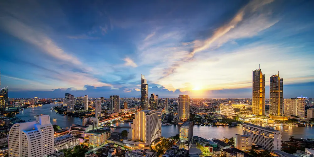 Bangkok from roof top during sunset